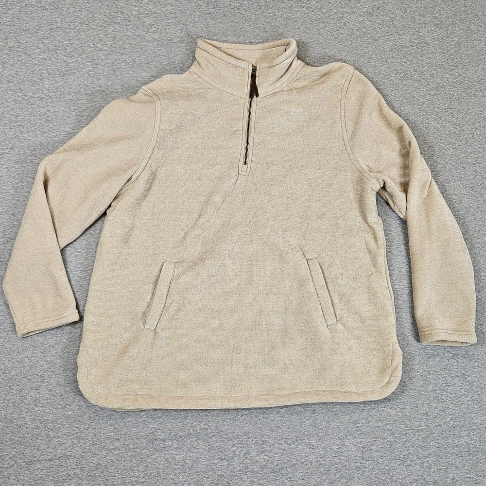 32 Degrees Heat Womens XL Beige Sherpa Lined Quarter Zip Pullover Fleece Jacket